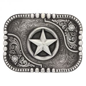 Montana Silversmiths Classic Impressions Box and Bead Trim Attitude Buckle with Lone Star (A529S)